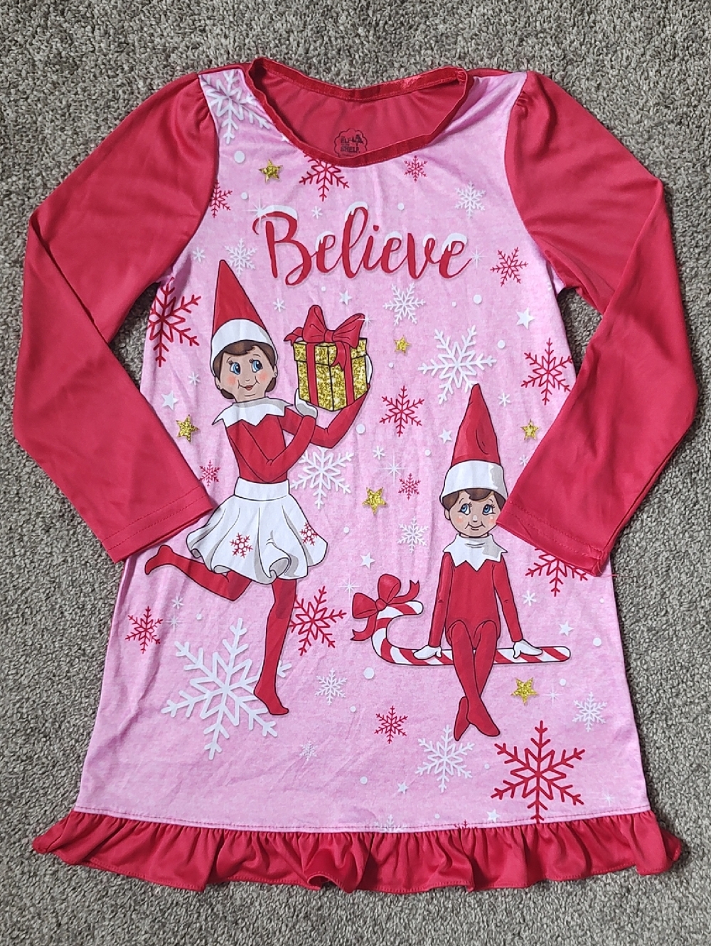 The Elf on the Shelf Believe Size 6 Long Sleeve Polyester Nightgown
